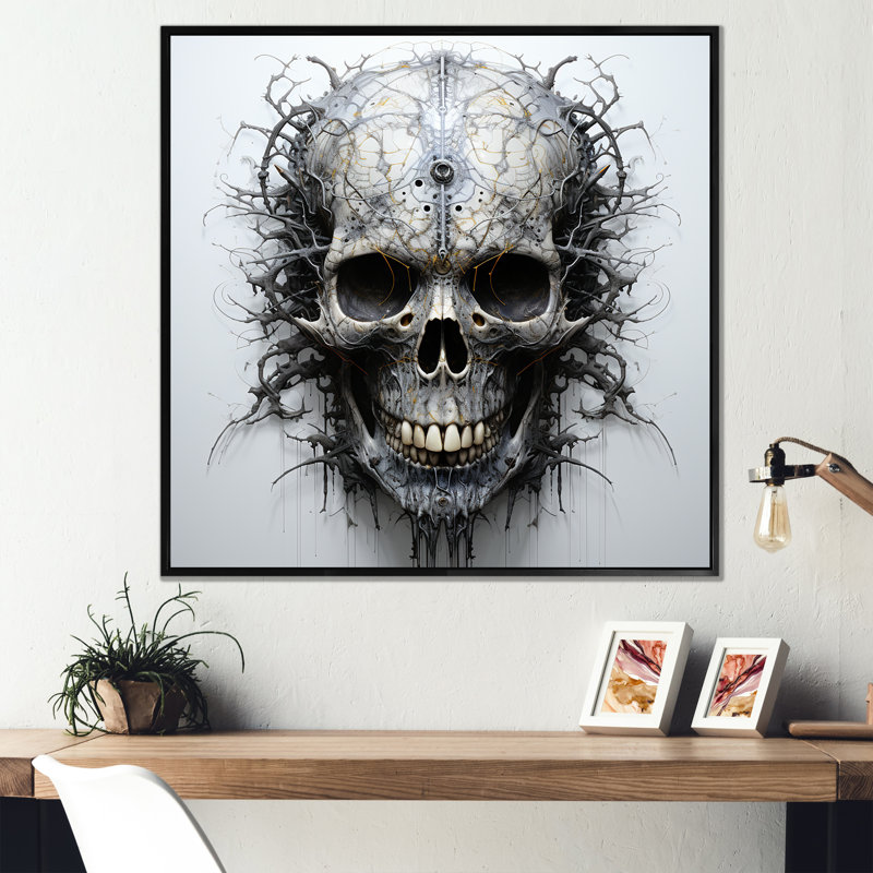 Art of the Skull I sur impression sur toile, Cadre flottant noir, H 36 po x l 36 po x P 1,5 po