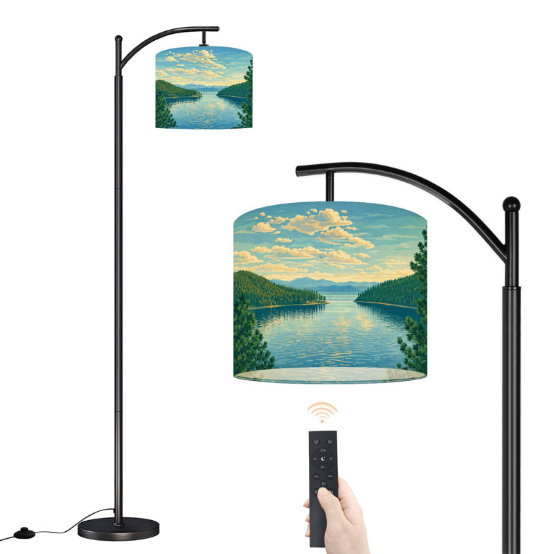 Lampe sur pied à arc avec abat-jour réglable Lake Pend Oreille Lampe sur pied Sunset