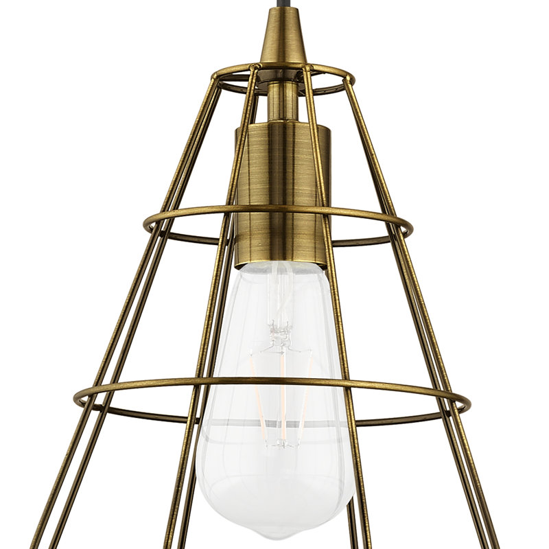 Luminaire suspendu géométrique à 1 lumière Avilee, Laiton antique