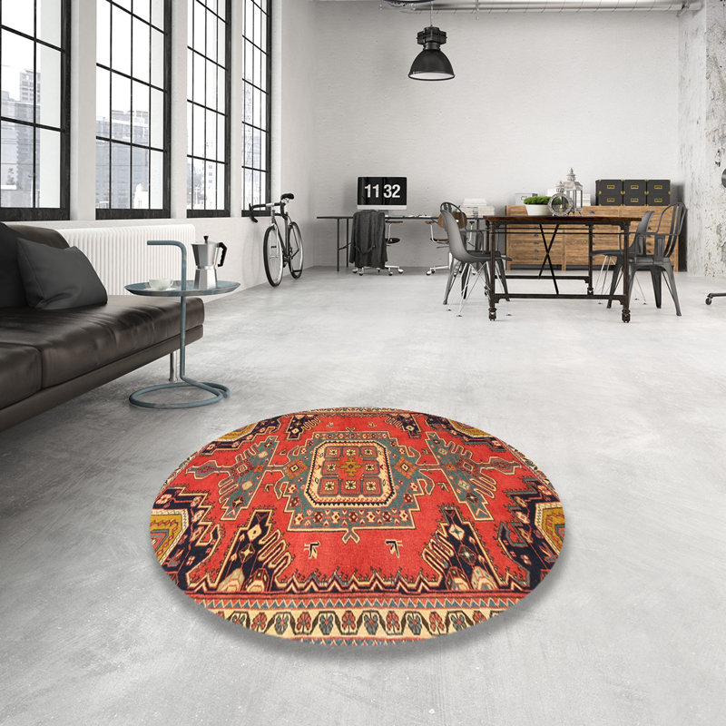Tapis rouge à motif sud-ouest, Rond 7 pi