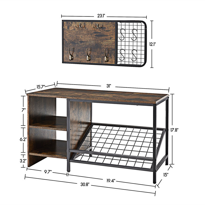 Banc de rangement pour chaussures, Chêne