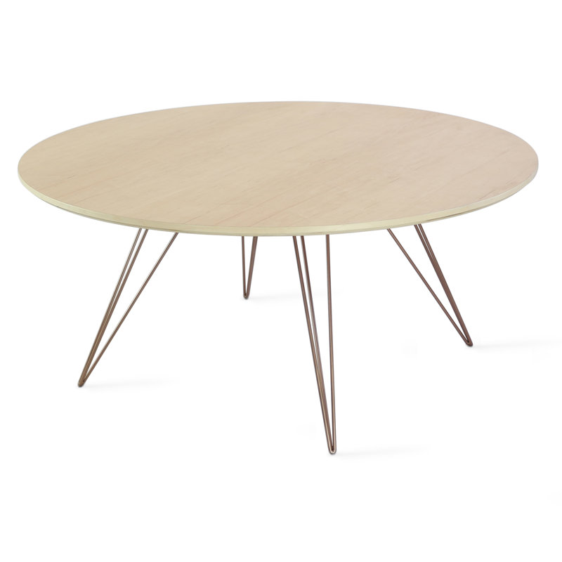 Williams Single Coffee Table, 18" H x 40" L x 40" W, Rose Copper, Maple