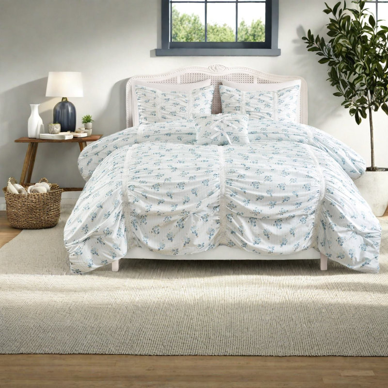 Striped and Floral Comforter Set