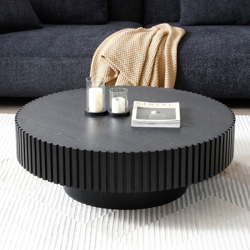 Table basse ronde moderne noire 32,38 po, pour présenter des collations, livres de base 32,38 po dans le salon