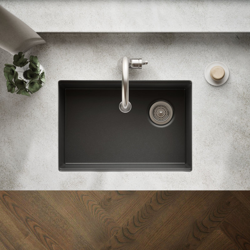 Billings Undermount Single-Bowl Workstation Kitchen Sink, Black