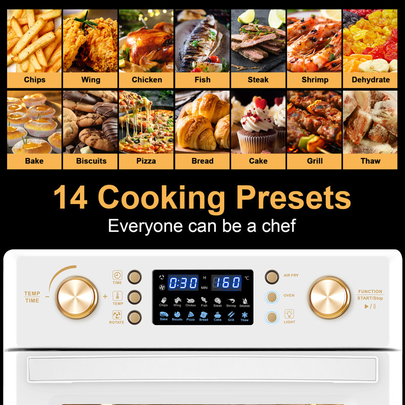26L Air Fryer Oven, Oil Free Air Fryer with 14 Programmes, Hot Air Circulation Technology, Dishwasher