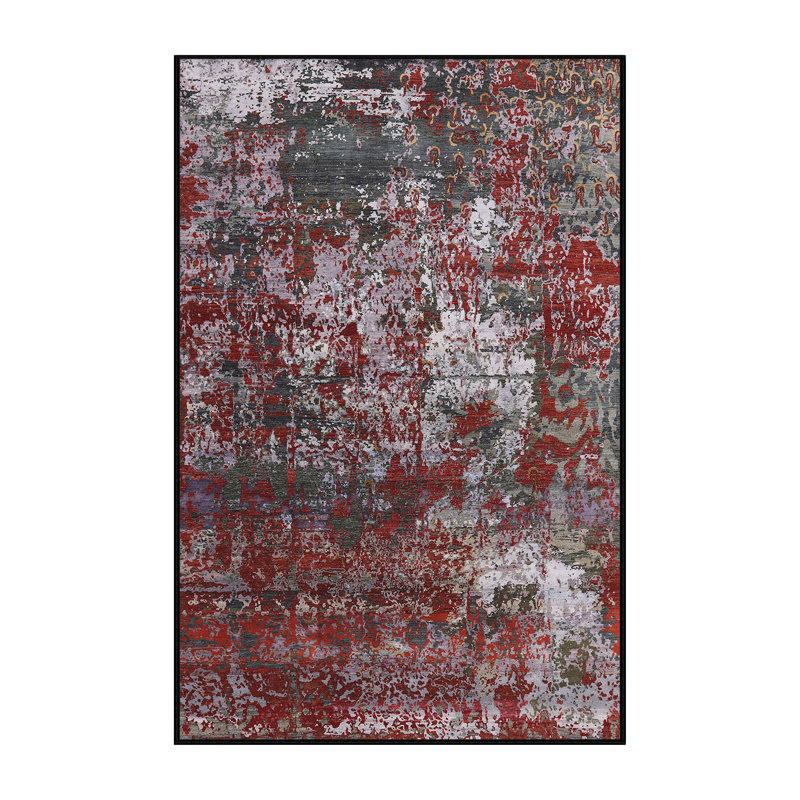 Tapis rouge / gris à motif abstrait Otteridge, Rectangle 2 pi x 4 pi