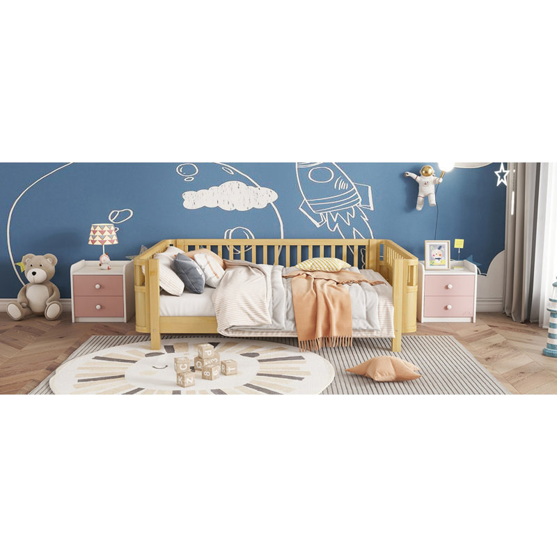 Lit plateforme en bois pour enfants, Double, Naturel
