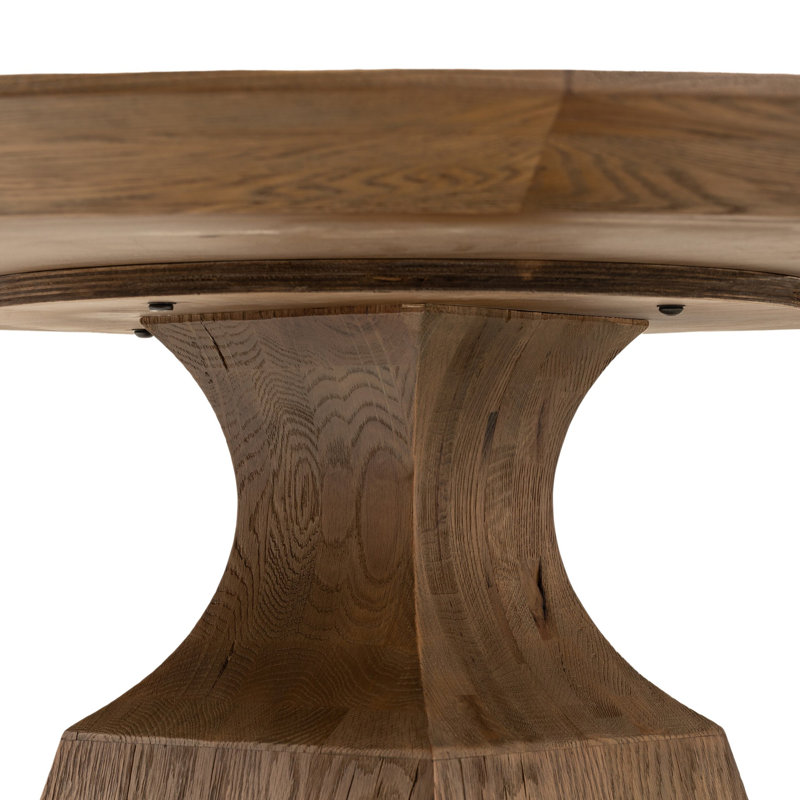 Sargon Round Stone Dining Table, Honed White Marble/Smoked Black