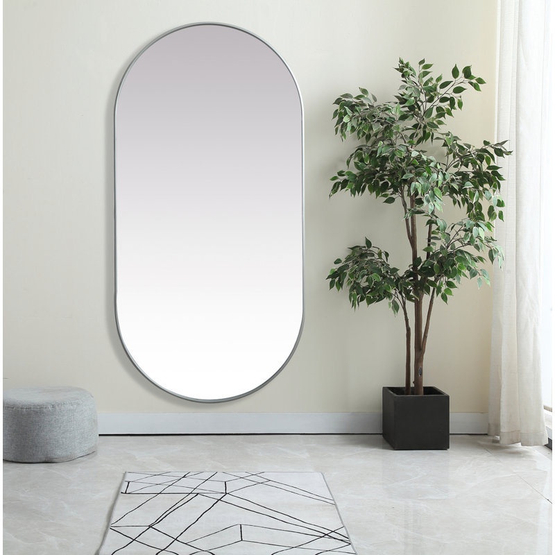 Elington Metal Oval Mirror, Silver, 72"  x 36" 