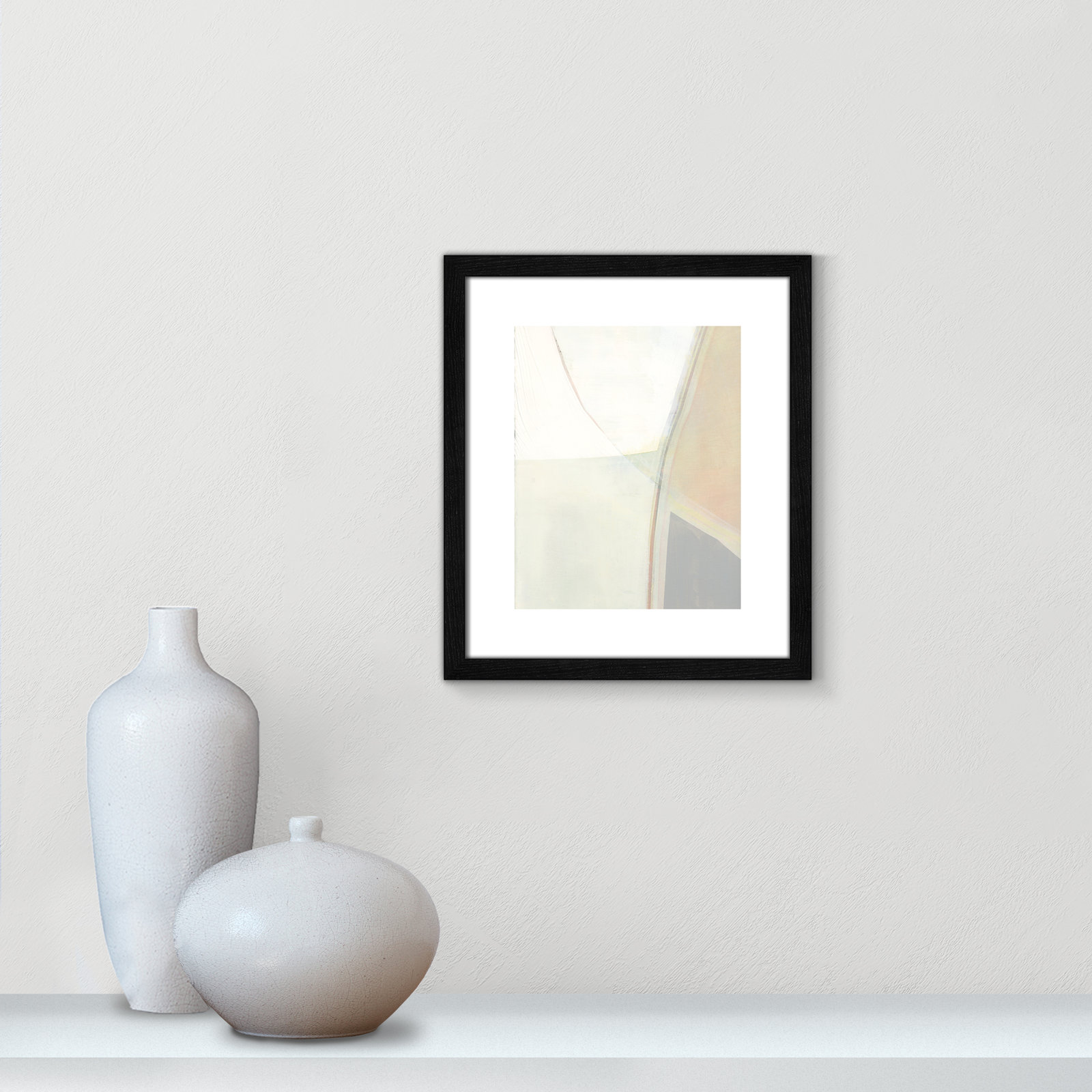 Alexandria "In Neutral II" Painting by Cartissi, Black Wood Framed Paper, 15" H x 13" W x 0.75" D