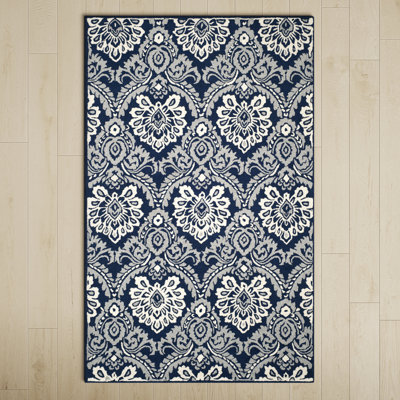 Tansy Navy Ivory Hand-Tufted Wool Rug