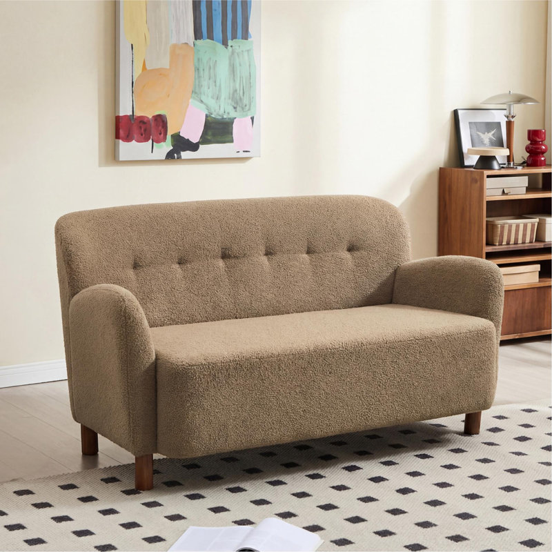 59'' W Modern Upholstery Teddy Sofa Loveseat, Camel