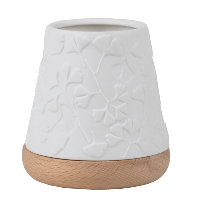Poetry Lantern with Beechwood Base - Ginkgo Embossed Design - 8cm