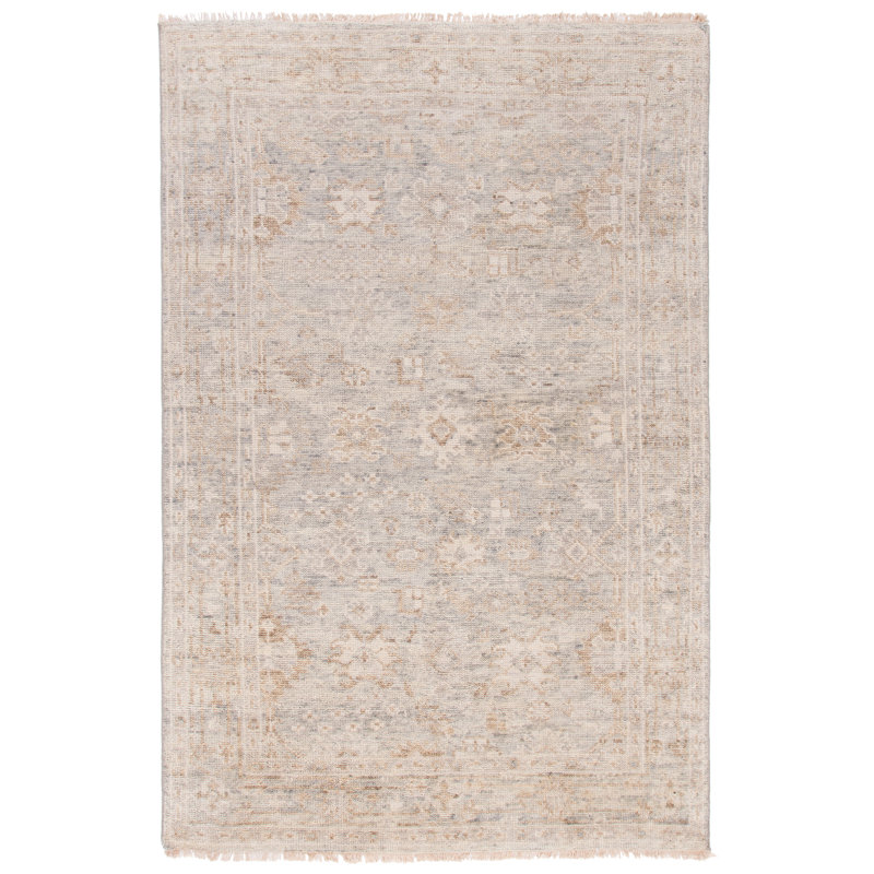 Gray Hand-Knotted Wool 6' x 9' Oriental Rug