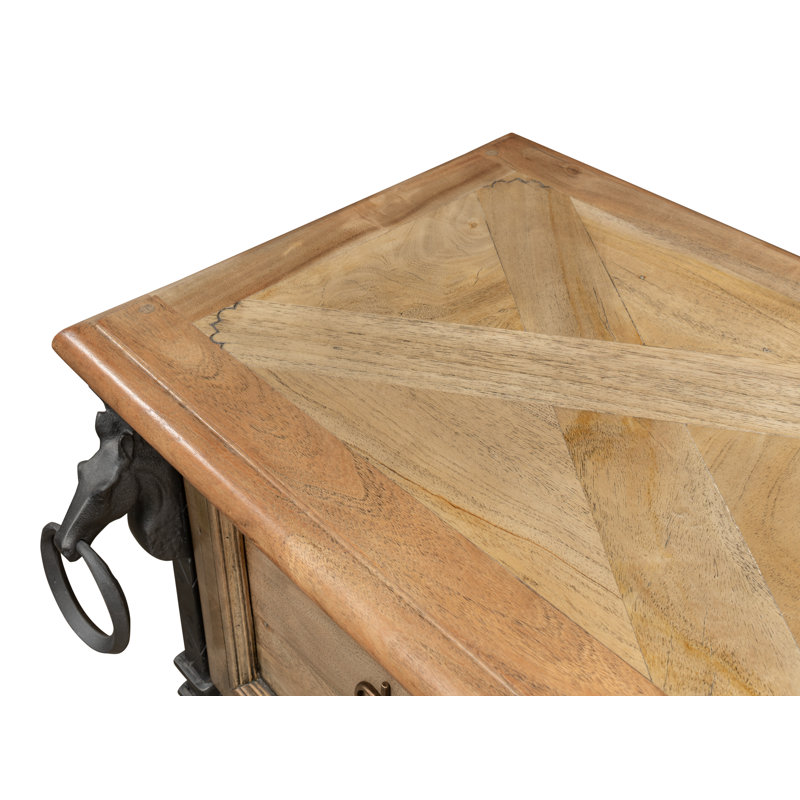 Desert Bleached Brown Acacia Wood and Iron Console Table