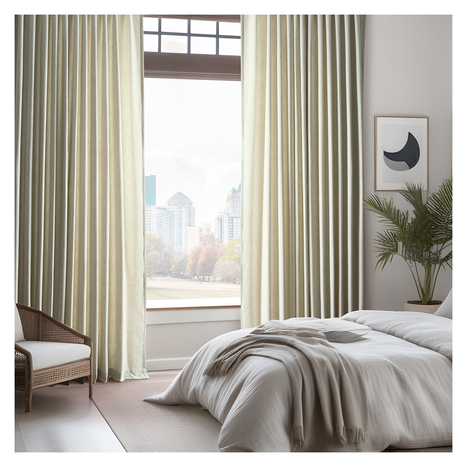 Farmbry Simply Faux Linen Curtains Pair - 2 Panels - Light Filtering Window Curtains, Greige, 50" W x 120" L