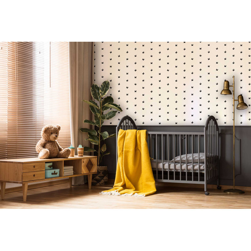 Flying Crabs 33' L x 20.5" W  Wallpaper Roll, Black/Tan
