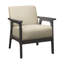 Chaise de salon en tissu texturé, brun, bois d'hévéa massif, gris antique, structure en bois rembourré brun à hauteur de bras de 24,25 po-2062338345