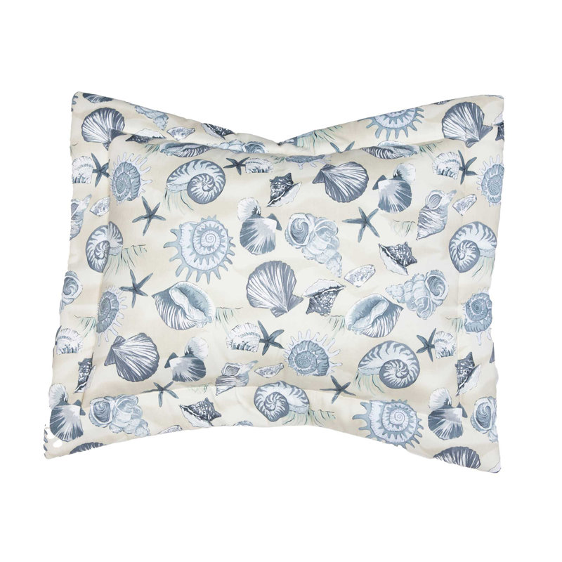 Seashells China King Pillow Sham, Blue, King
