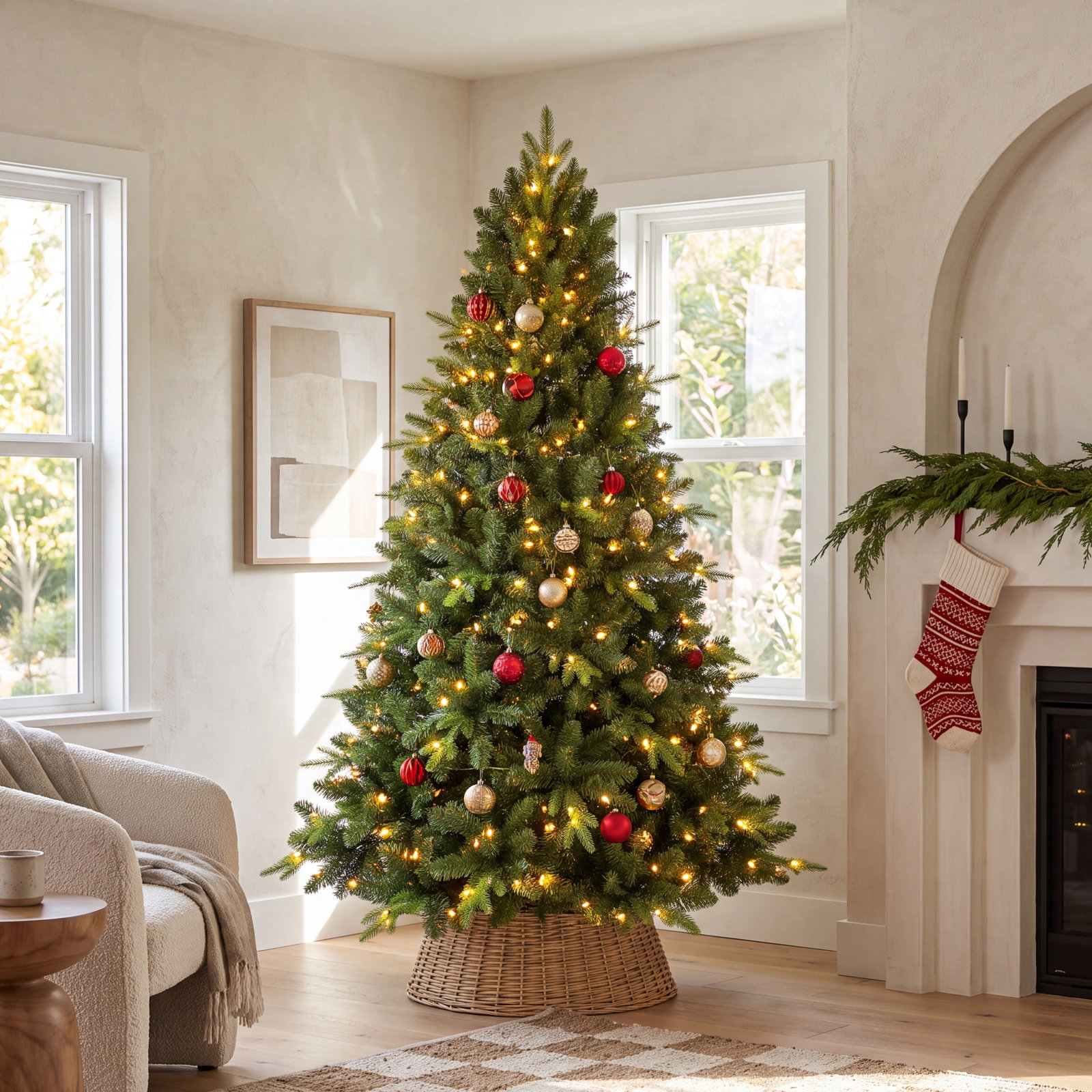 Pre-Lit Spruce Christmas Tree, 9ft H