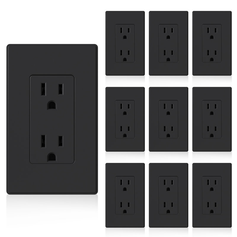 15 Tamper Resistant Duplex Outlet, Black