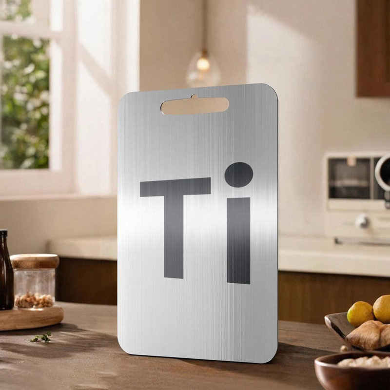 Planche à découper 13,9 po x 9,5 po en titane pur pour cuisine, bloc de coupe écologique et sans BPA, surface durable allant au lave-vaisselle