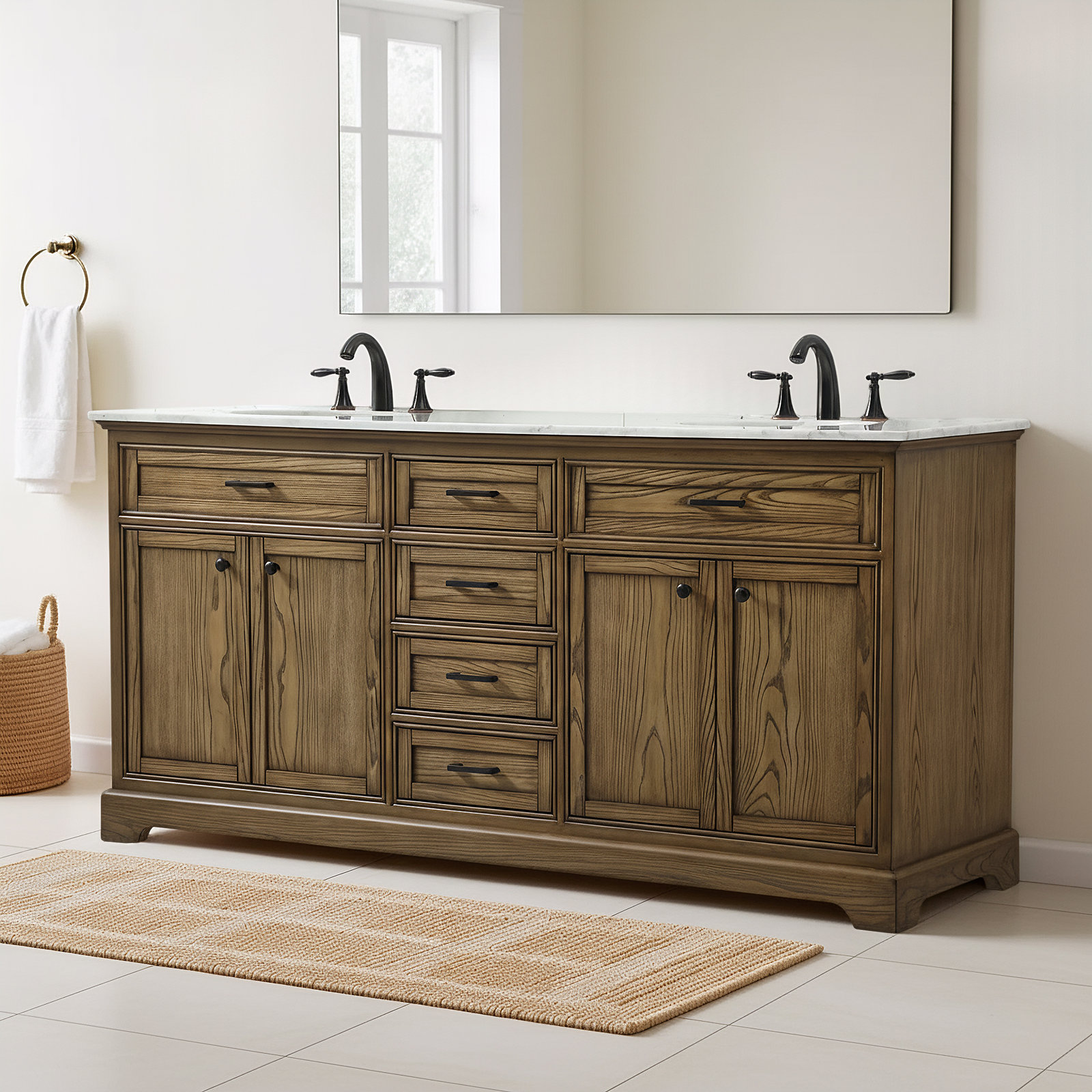 Hermes 72'' Double Bathroom Vanity, Driftwood