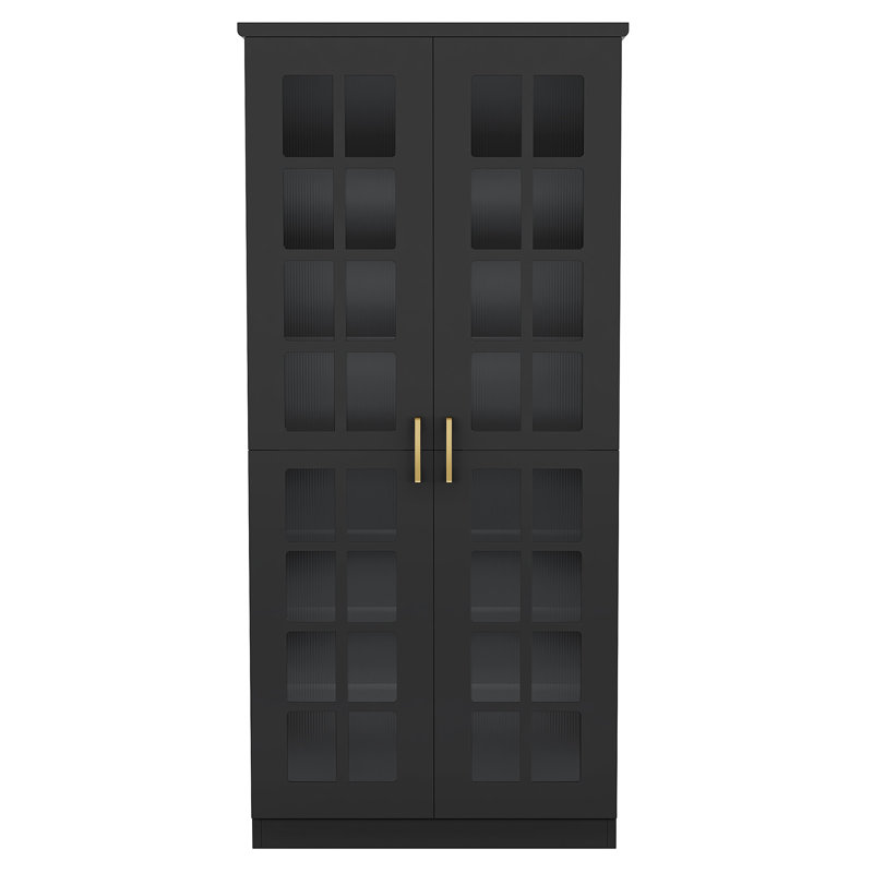 71" Storage Cabinet With Door & Adjustable Shelves, Black