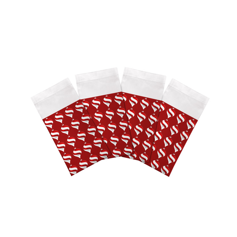 Xmas Ornament Cotton Sateen Dinner Napkins, Red