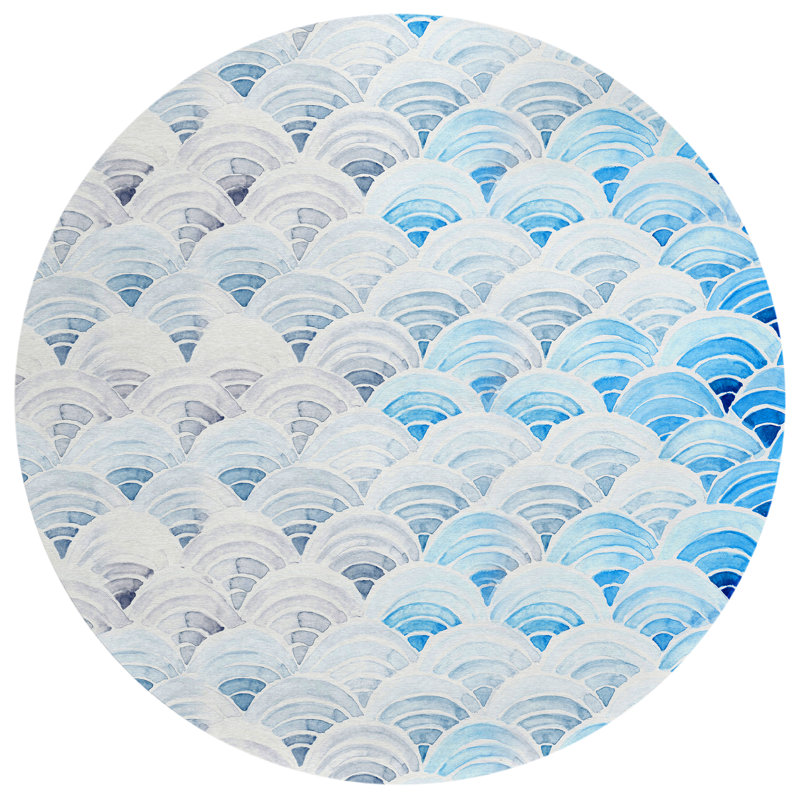 Tapis intérieur / extérieur en polyester tissé à la machine Alura, Rond 8 pi
