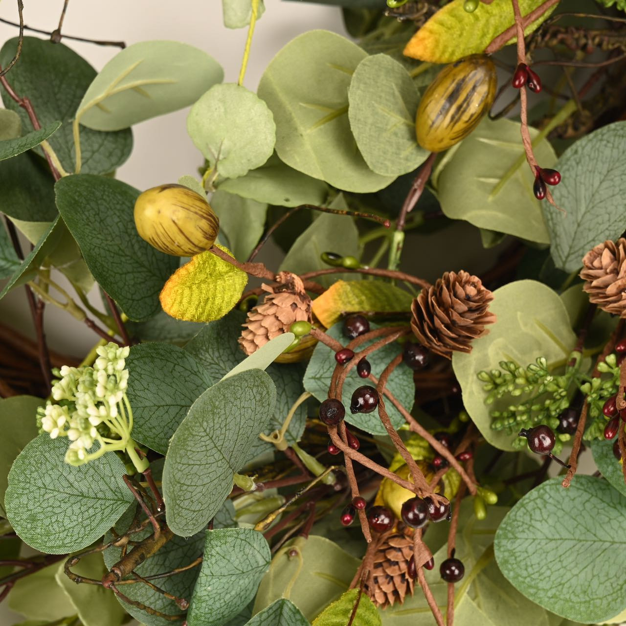Mukilteo 26" Everyday Eucalyptus Pinecone Olive Front Door Wreath