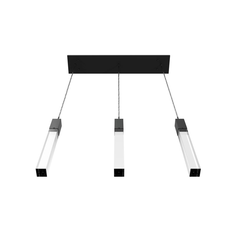 Aspen 3 - Light LED Pendant, Matte Black, Clear Glacier K9