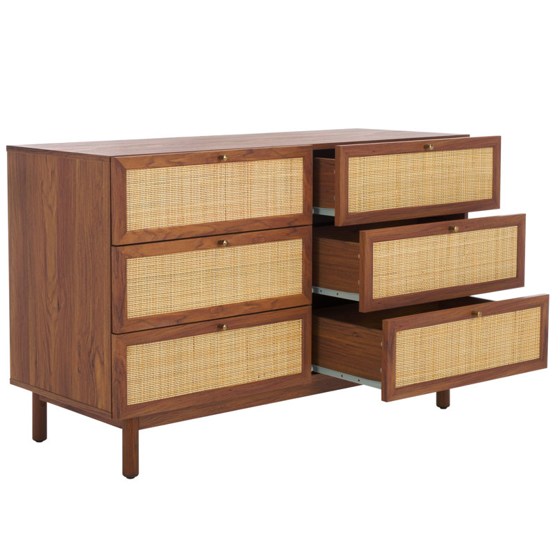 Andreq 46.93'' W 6-Drawer Double Dresser, Walnut