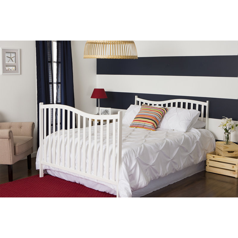 White Pinewood 5-in-1 Convertible Sleigh Crib
