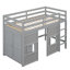 Lit mezzanine simple avec garde-robe intégré, 2 fenêtres, gris - Bois massif pour garde-robe de chambre à coucher-1568852388