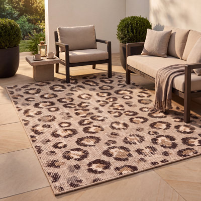 Tapis Proustite à motif animalier crème et brun, antidérapant, à poils courts, idéal pour l'intérieur et l'extérieur, adapté aux animaux de compagnie, pour salon, chambre, salle à manger, entrée, couloir, bureau, motif léopard, rosette, beige et camel, pour cuisine, usage intensif, facile à nettoyer, ultra doux et lavable.