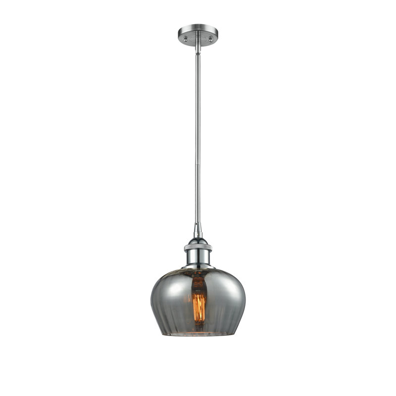 Luminaire suspendu en forme de cloche à 1 lumière Patrina, Chrome poli, Fumé, Ampoule DEL 6 watts Vinage