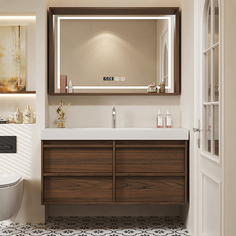 Stylish simple bathroom cabinet, 19.7" H x 47.2" W x 21.7" D, Brown