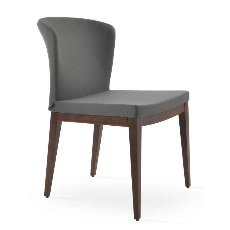 Capri Wood Side Chair, American Walnut, Caramel Faux Leather