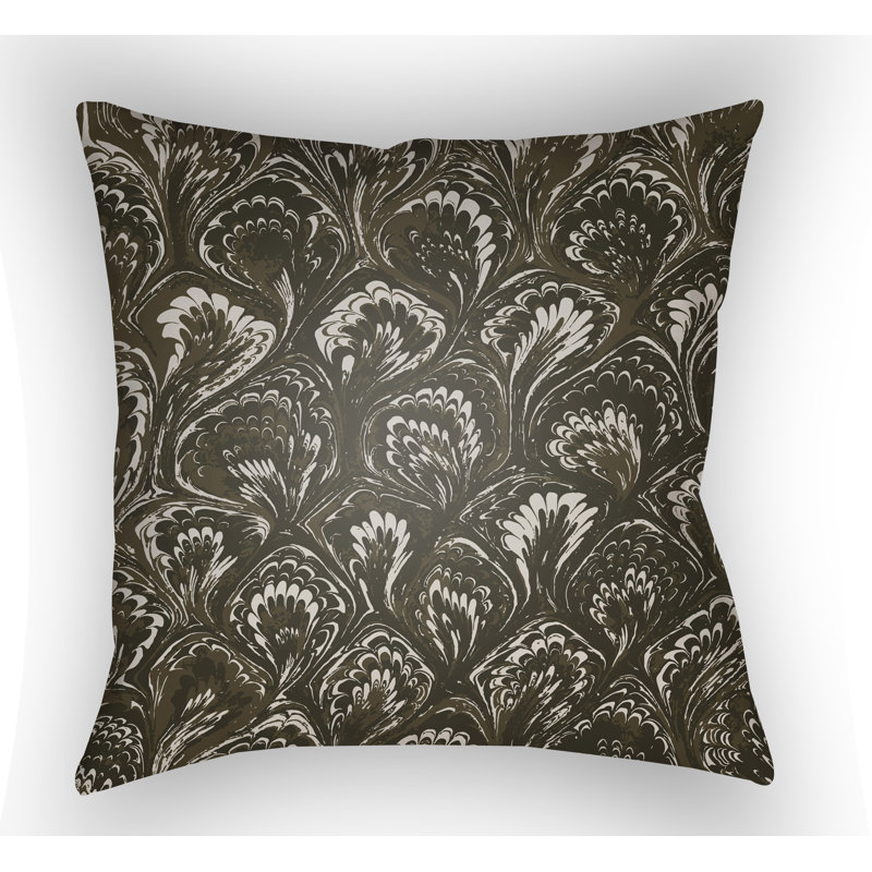 Textures Damask Outdoor Throw Pillow, Brown, 20" H x 20" W x 4" D