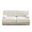 Canapé en velours doux de style Chesterfield, conception capitonnée à boutons, jupe à franges