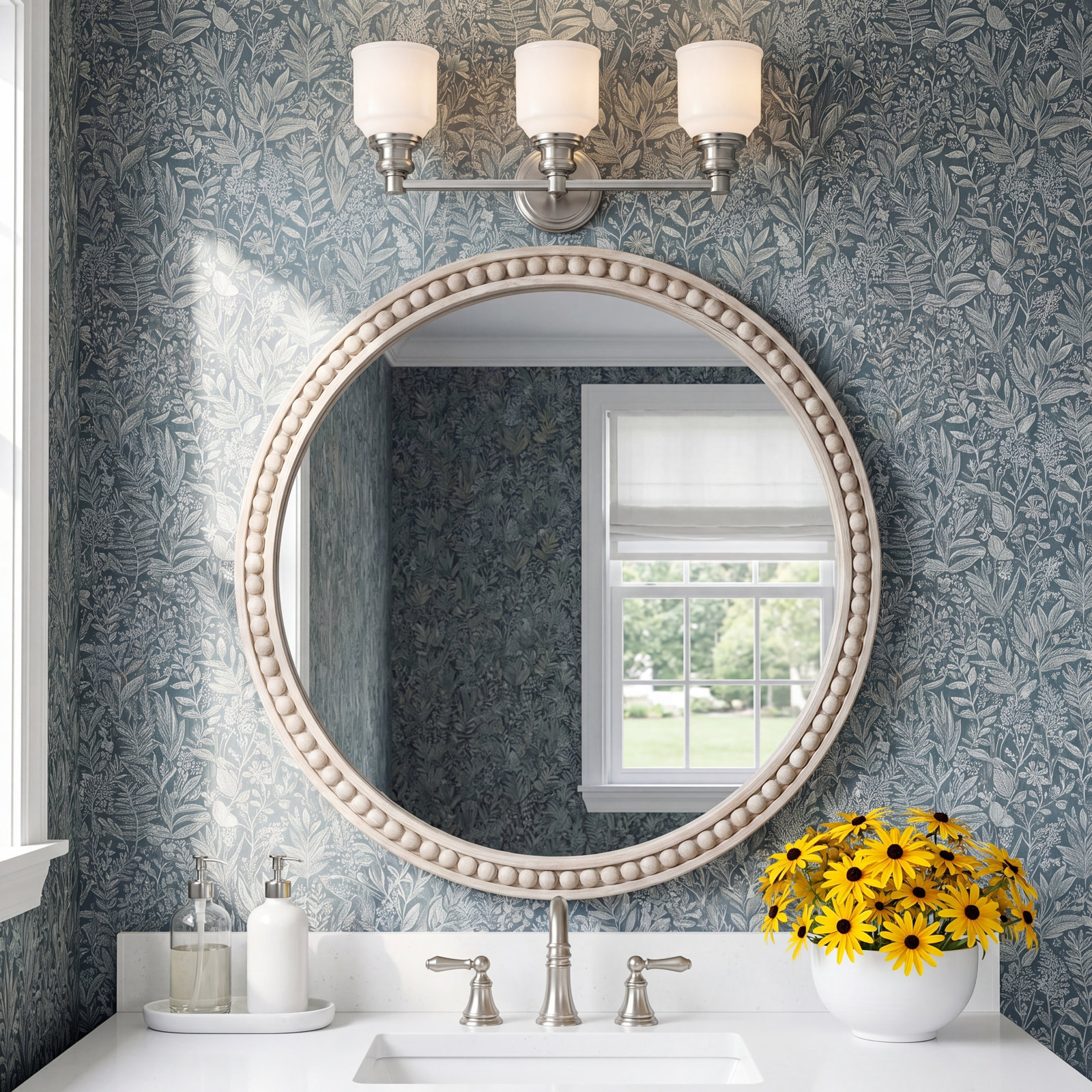 Windham 3-Light Dimmable Vanity Light, Polished Nickel