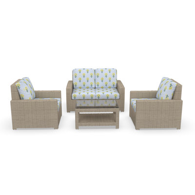 Outdoor Patio Loveseat Conversation Set With Sunbrella Cushions