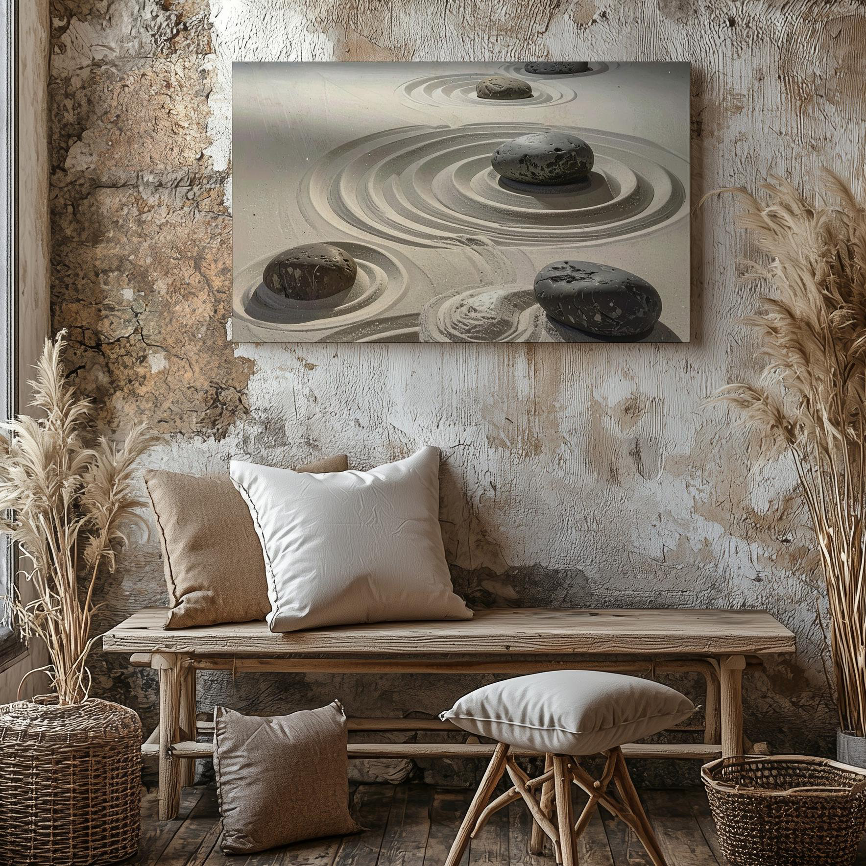 Union Rustic Wall Art Canvas Zen Ripple Stone Garden Minimalist Raked ...