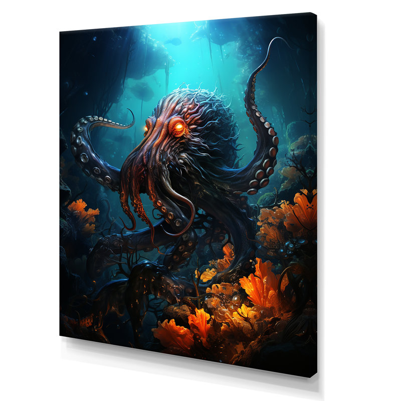 Superheros Octopus Warrior sur impression sur toile, Toile tendue, H 20 po x l 12 po x P 1 po
