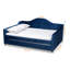 Lit de jour double en velours avec couchette Freya, bleu, H 31,15 po x l 82,45 po x L 58,04 po-290142777-402354485