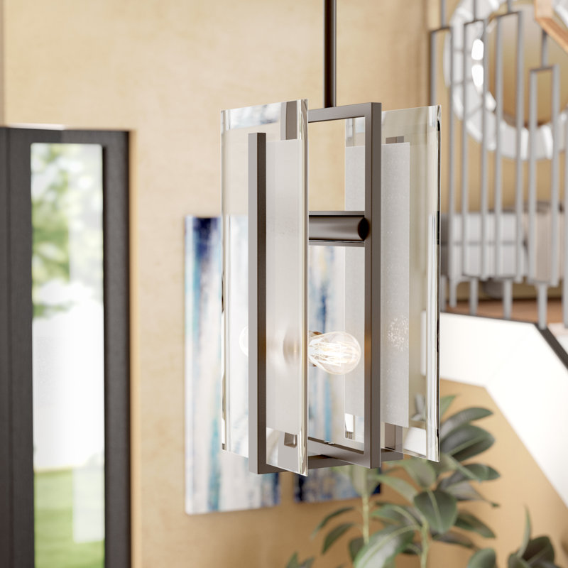 Luminaire suspendu géométrique à 2 lumières Latitude, Bronze huilé