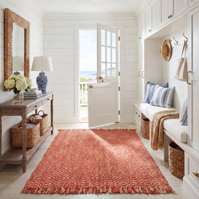 Tapis d'inspiration Sud-Ouest en jute naturel tissé à la main Debroh