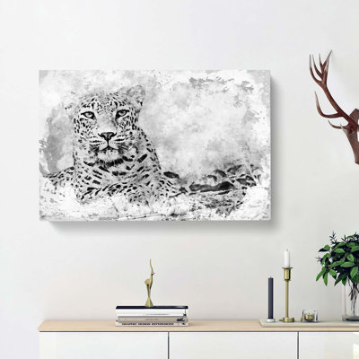 Leopard Resting In Abstract - Wrapped Canvas